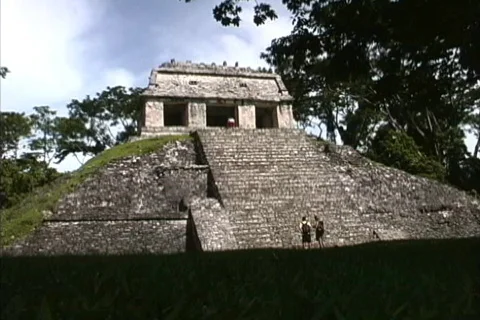 Maya Cities Palenque climbing steps Video stock 465537