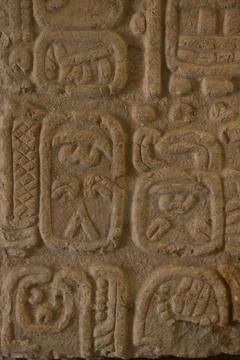 Maya hieroglyphic script writing Stock Photos