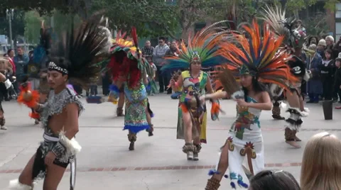 Maya Indians dance show in the Mexico quarter Video stock 35035133