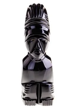 Maya obsidian statuette Stock Photos