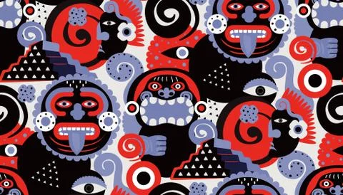 Maya pattern seamless design graphic Stock Illustration