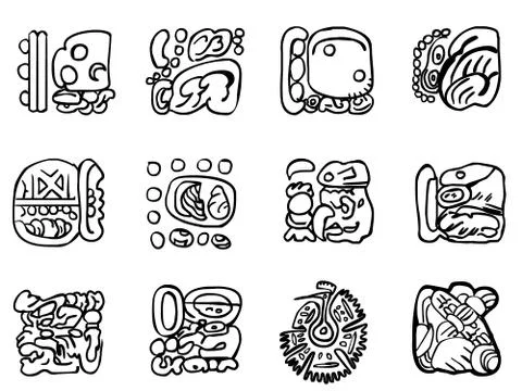 Maya patterns. outline drawings. Stock Illustration