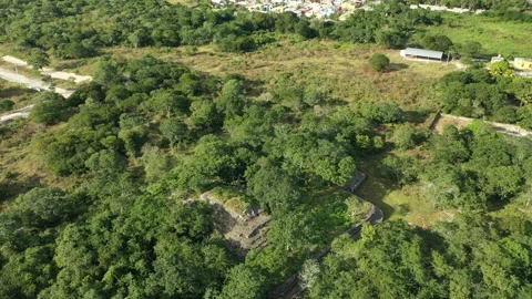 Maya Pyramid Circling Drone View, Chaltun-Ha near Izamal, Yucatan, Mexico 2.7K Stock Footage 172486735