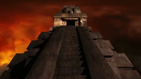 Maya Pyramid Dramatic Sunset 03 Stock Footage 10733470