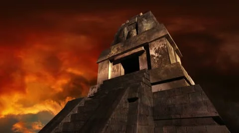 Maya Pyramid Dramatic Sunset 04 Stock Footage 10733528