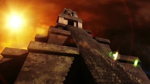 Maya Pyramid Dramatic Sunset 05 Stock Footage 10733552