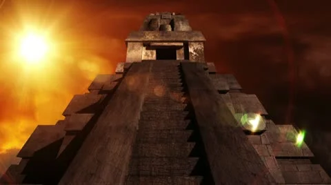 Maya Pyramid Dramatic Sunset 09 Video stock 10733608