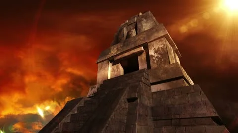 Maya Pyramid Dramatic Sunset 12 Stock-Footage 10733633