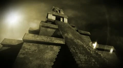 Maya Pyramid Dramatic Sunset 13 Stock Footage 10733641