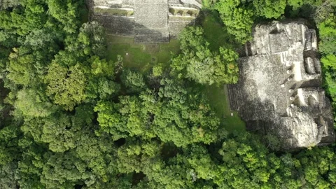 Maya Pyramid Drone Clip Overhead Gliding Over Main Pyramid, Becan Ruins 4K Stock-Footage 171915698