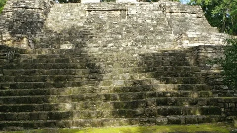 Maya Pyramid Drone Close-up Rising, Stunning Balamku Ruins, Mexico, 4K Stock Footage 171927685