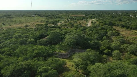Maya Pyramid Extended Drone Clip, Chaltun-Ha near Izamal, Yucatan, Mexico 2.7K Stock Footage 172486818