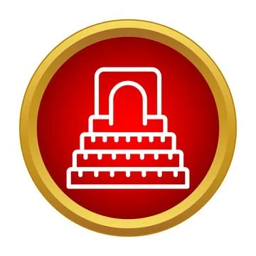 Maya pyramid icon in red circle Stock Illustration