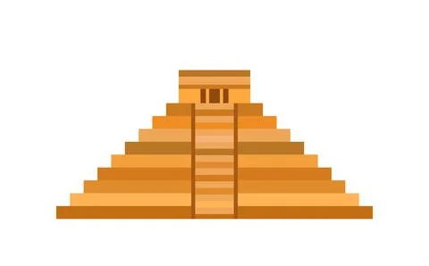 Maya pyramid icon, Temple of Kukulcan, El Castillo pyramid in Chichen Itza Stock Illustration