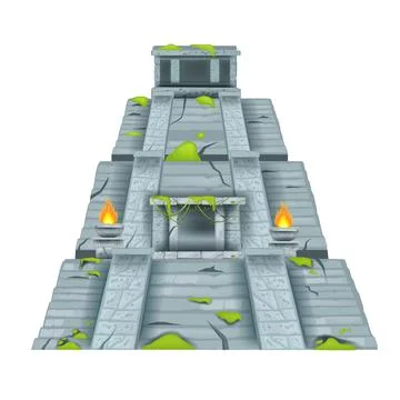 Maya pyramid, vector Aztec stone temple, ancient jungle ruin illustration Ilustración de archivo
