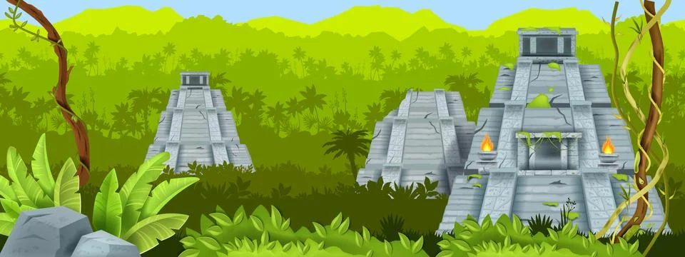 Maya pyramid vector illustration, ancient Mexico stone Aztec temple Ilustración de archivo