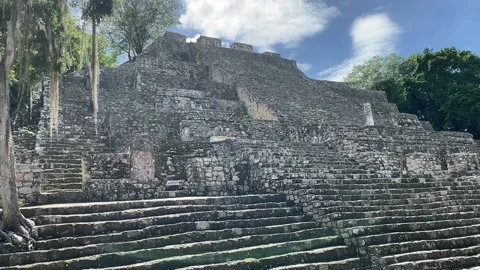 Maya Pyramid view in Calakmul Stock Footage 217363602