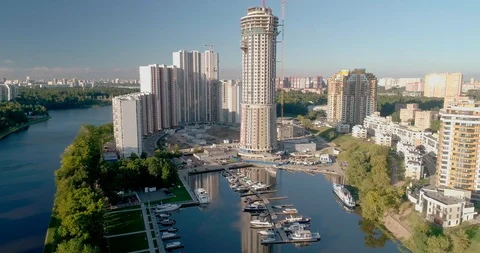 Mayak apartment complex. aerial. cc 2201881463820 Stock Footage 111998005