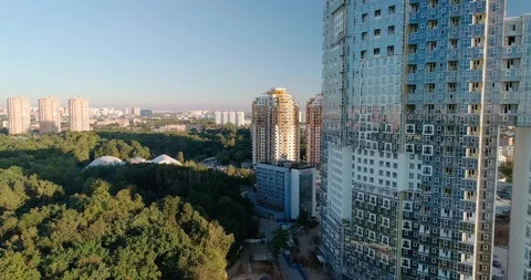 Mayak apartment complex. aerial. cc 20188146346008 Stock Footage 111998122
