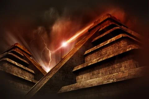 Mayan apocalypse  - mayan pyramids Stock Illustration