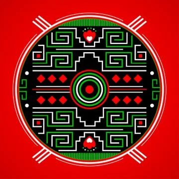 Mayan Aztec Style Emblem design, Maya iconography. Illustrazione stock