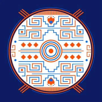 Mayan Aztec Style Emblem design, Maya iconography. Stock Illustration