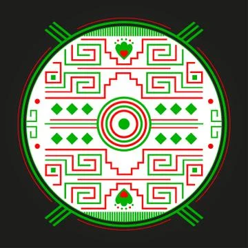 Mayan Aztec Style Emblem design, Maya iconography. Stock Illustration