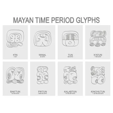Mayan Calendar System and associated glyphs Stock Illustration