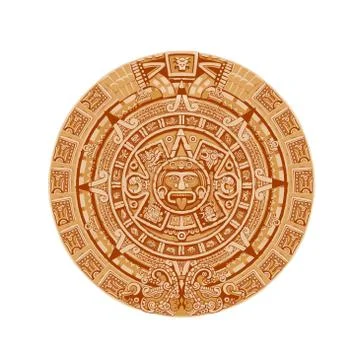 Mayan calendar vector ancient mexican round stone Stock Illustration