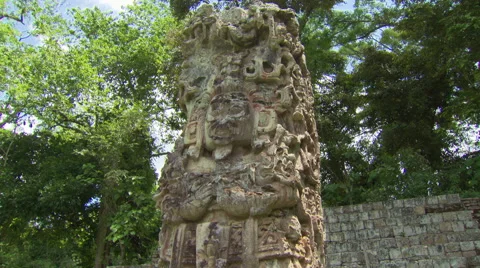 Mayan Copan Ruins Statue 스톡 동영상 51857965