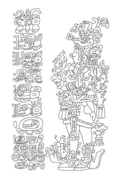 The mayan figure the counting of the time Stock Illustration