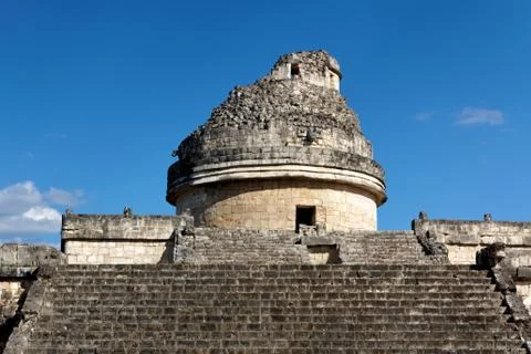 Mayan Observatory El Caracol at Chichen Itza Stock Photos