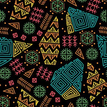Mayan patchwork seamless pattern. Bright multicolor background 스톡 일러스트