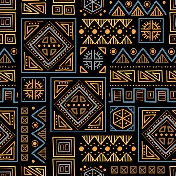 Mayan patchwork seamless pattern. Bright multicolor background Illustrazione stock