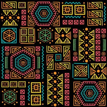 Mayan patchwork seamless pattern. Bright multicolor background Stockillustratie