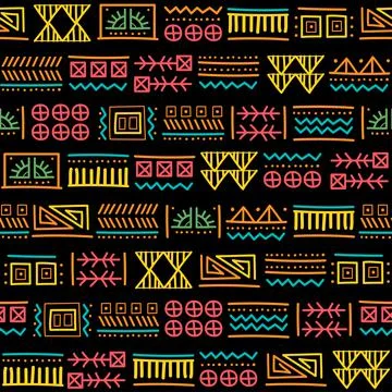 Mayan patchwork seamless pattern. Bright multicolor background Stockillustratie