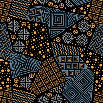 Mayan patchwork seamless pattern. Bright multicolor background Illustrazione stock