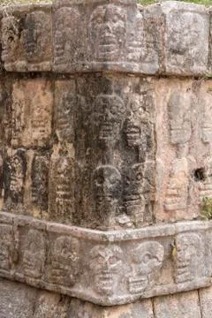 The mayan platform of skulls Stock Photos
