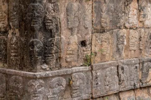 The mayan platform of skulls Stock Photos