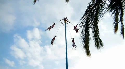 Mayan pole dance voladores 1237 Stock Footage 42869693