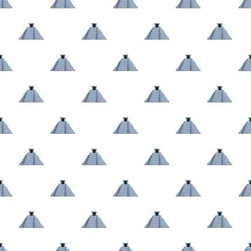 Mayan pyramid ancient architecture seamless pattern Stock Illustration