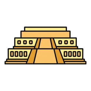 Mayan pyramid ancient temple landmark vector icon Stock Illustration