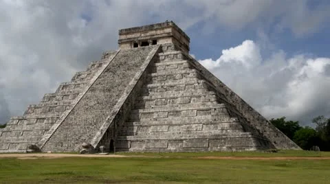 Mayan Pyramid with big clouds sony super 35mm Stock Footage 18953516