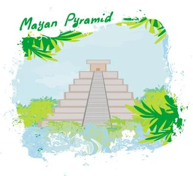 Mayan Pyramid, Chichen-Itza, Mexico illustration Ilustración de archivo