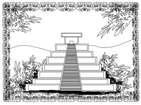 Mayan Pyramid, Chichen-Itza, Mexico Stock Illustration