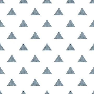 Mayan pyramid el castillo seamless pattern background Stock Illustration