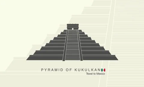 Mayan pyramid of Kukulkan in Mexico Stock Illustration