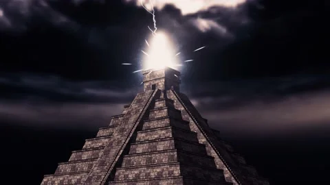 Mayan pyramid with lots of energetic rays Stock Footage 167135315