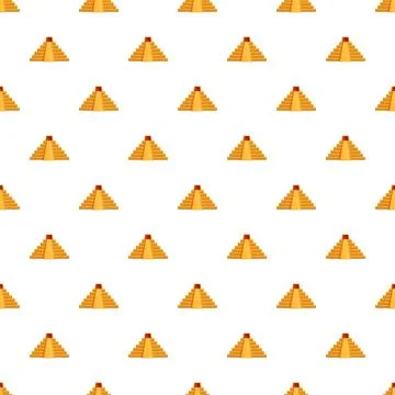 Mayan pyramid repeat pattern on a white background Stock Illustration
