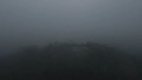 Mayan Pyramid slowly appearning through the morning fog, El Mirador 4K 스톡 동영상 249107699